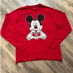 Mickey Mouse T-Shirt Texas Tech Red Raiders College Red Long Sleeve Size Large